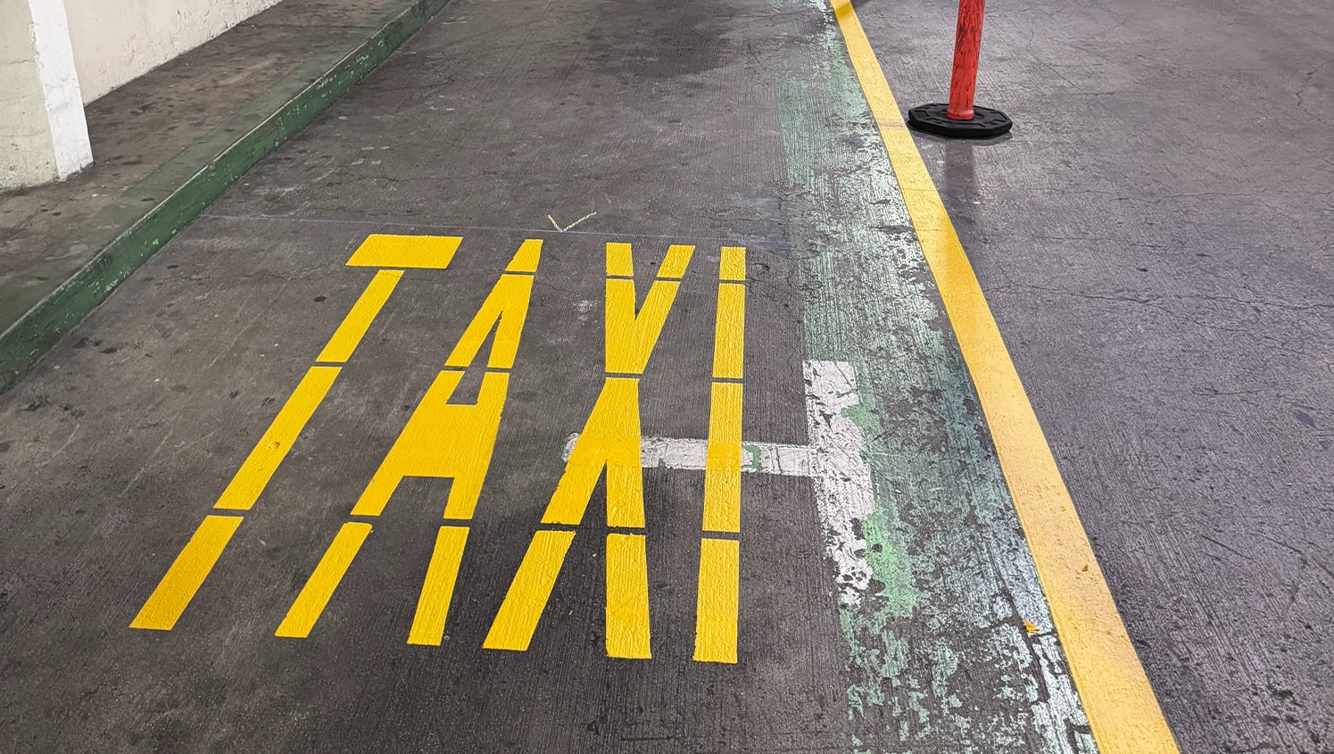 freshly painted taxi markings on Ala Moana Shopping Center parking lot