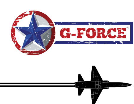 g-force branding with black aircraft